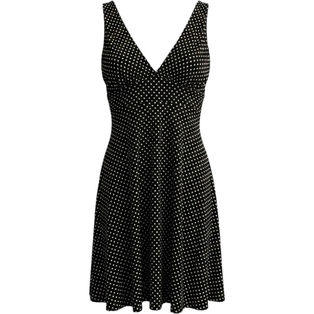 Vintage Wet Seal Y2K Dress Womens L Black Polka Dot Babydoll Midi Coquette Pinup